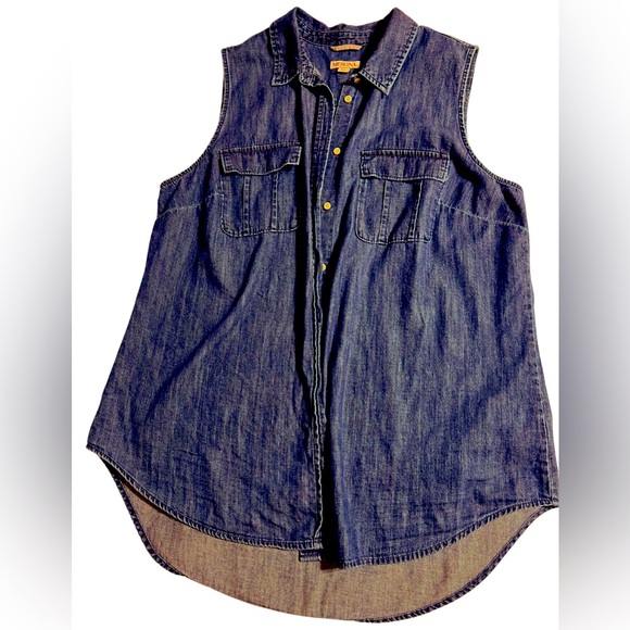 Women’s Merona XXL dark denim vest EUC sleeveless tops tunic style - Picture 1 of 3